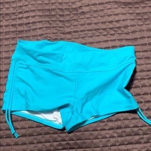 Blue shorts bikini bottom